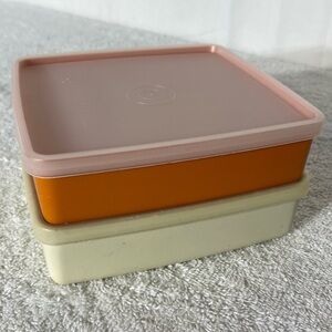 Vintage Tupperware Sandwich Keepers Stackable Square Away Containers W Lids